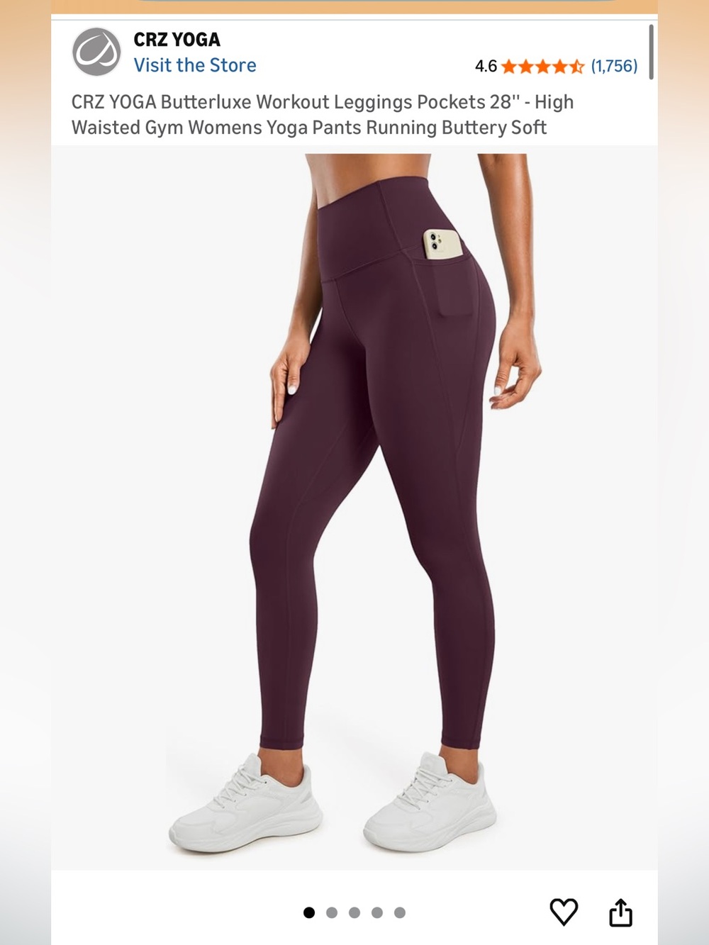 CRZ Yoga Butterluxe Workout Leggings w Pockets 28 inch Sz M